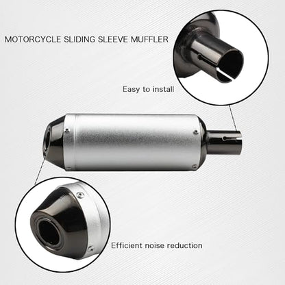 1.1" Motorcycle Slip On Muffler,28mm Universal Muffler Exhaust Slip on Exhaust Pipe Clamp Pipe For Dirt Bike Street Bike Scooter ATV Racing - color: Silver