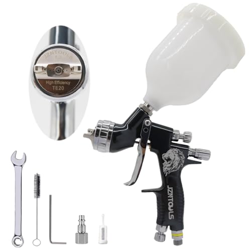 TE20 HVLP Air Spray Gun 1.3mm Nozzles, Car Paint Gun Sprayer,Forged Body, Anodised Finish，Paint Gun for Varnish and Top Coat, with Paint Sprayer Accessories (Dark Green) - style: Dark Green