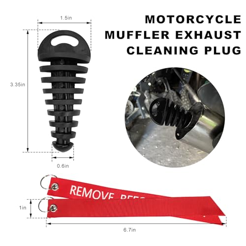 Sun Walker 2 PCS Muffler Exhaust Wash Plug, 0.6"-1.5" Motorcycle Exhaust Silencer Cleaning Plug with Streamer, Rubber Muffler Tailpipe Wash Protector for 2 Stroke Dirt Bike ATV (Black) - color: Black, Thin
