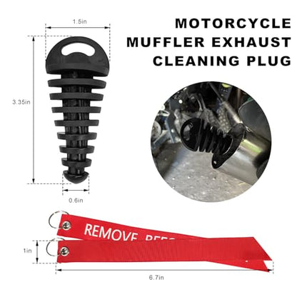 Sun Walker 2 PCS Muffler Exhaust Wash Plug, 0.6"-1.5" Motorcycle Exhaust Silencer Cleaning Plug with Streamer, Rubber Muffler Tailpipe Wash Protector for 2 Stroke Dirt Bike ATV (Black) - color: Black, Thin