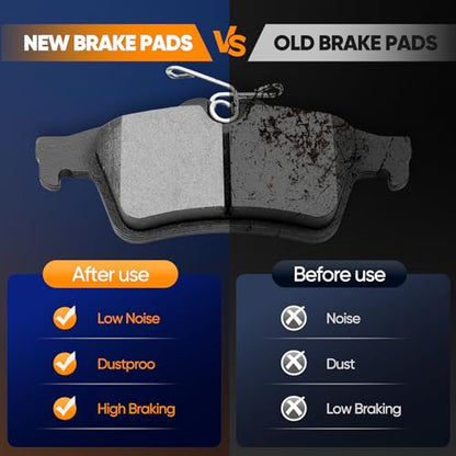 ECCPP Rear Brake Pads 4pcs Ceramic Disc Brake Pad Set For Ford For Focus - size: Rear D1095-7874