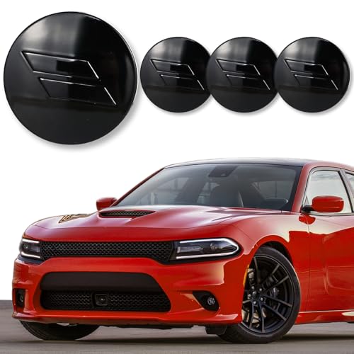 4pcs 63mm 2.5 inches Slash Wheel Center Cap Covers Fit for Dodge Charger Durango Dart 2015-2020 Jeep/Chrysler - color: Black-Black