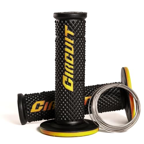 Circuit Equipment - Circuit V Motorcycle Handlebar Grips - Durable Non-Slip Rubber for Superior Comfort and Control - High Performance for All Terrains - Black/Yellow Design