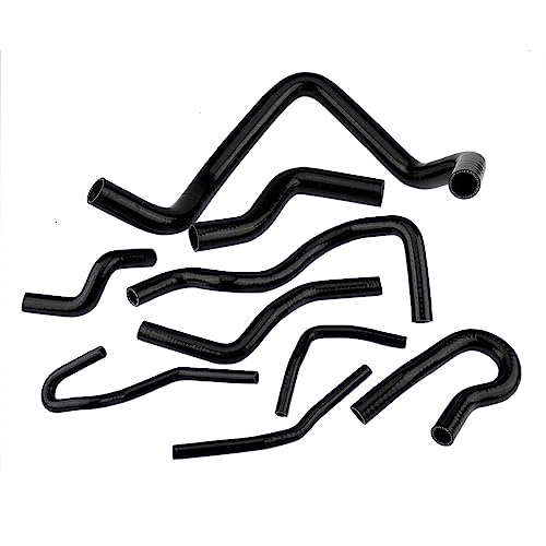 9pcs Silicone Auto Radiator Hose Kit, Coolant Pipe Car Radiator Hoses for D15 D16 SOHC EG/EK 1992-2000 (Black)