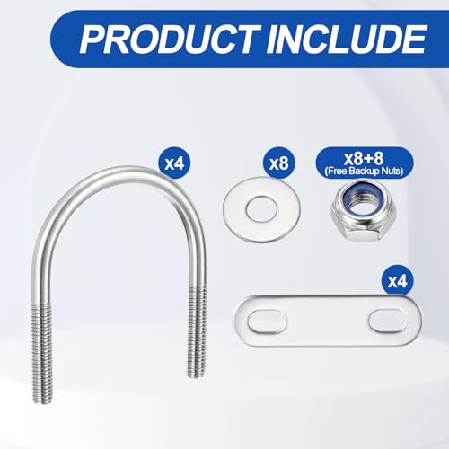 METALLIXITY U Bolts 4Set M6x42x62,Round U Bolt Kits 304 SS U Clamp - color: Silver, size: M6x42x62mm