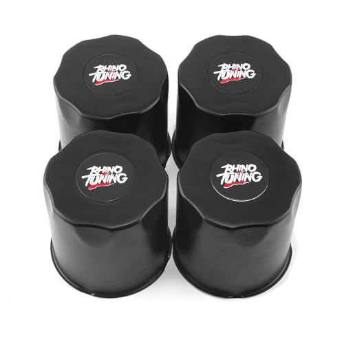 RTrhinotuning 4 PCS 4.25 in Stainless Steel Trailer Wheel Center Caps for Truck SUV RV Rim Center Caps 4.37“ Tall Matte Black Push Through Hub Covers - color: Black