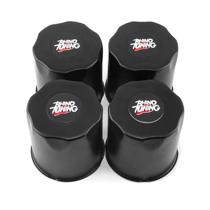 RTrhinotuning 4 PCS 4.25 in Stainless Steel Trailer Wheel Center Caps for Truck SUV RV Rim Center Caps 4.37“ Tall Matte Black Push Through Hub Covers - color: Black