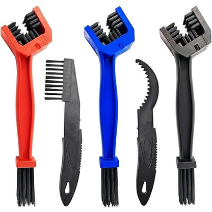 5-Piece Bike Chain Cleaner Kit - Motorcycle Chain Brush & Bicycle Drivetrain Cleaning Brush Set, Sprocket Scraper, Detail Brushes for MTB Road Bike Motorcycle - Easy Use No Chain Removal Required