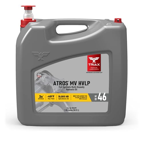 TRIAX Atros MV HVLP 46 Full Synthetic Hydraulic Oil, 300% Additive Anti-Wear Boost, 7,000-10,000 Hour Life, Arctic Grade -54 Cold Flow and High Temp Operations (5 Gallon) - size: 5 Gallon