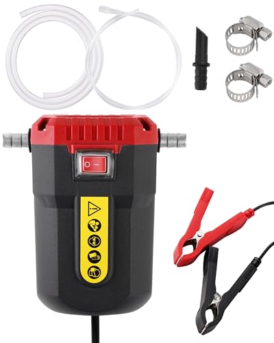 12V 80W Engine Oil Extractor Pump, Electric Oil Pump for Car Oil Change, Car Fluid Pump for Motor Oil, Gear Oil, Transmission Fluid Transfe, Red