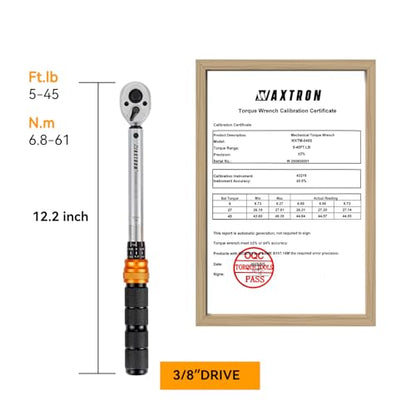3/8 Inch Drive Click Torque Wrench, 5-45 ft-lb - size: 3/8" Drive