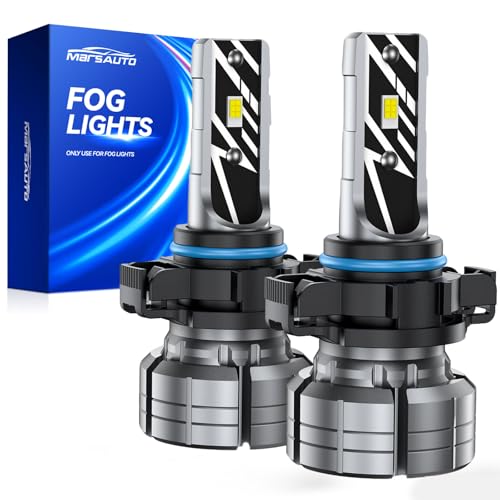 Marsauto 5201/5202 LED Fog Light Bulbs, 14,000LM 6500K White 5202 LED Bulbs, 70000HRS Lifespan 5201 PS24W Fog Lights for Trucks, SUV, Non-polarity Play and Plug, Pack of 2 - color: SUPER 6000K WHITE, size: 5202/5201