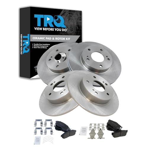 TRQ Front and Rear Brake Pad and Rotor Set Ceramic Vented Solid Rotors - style: BKA11209
