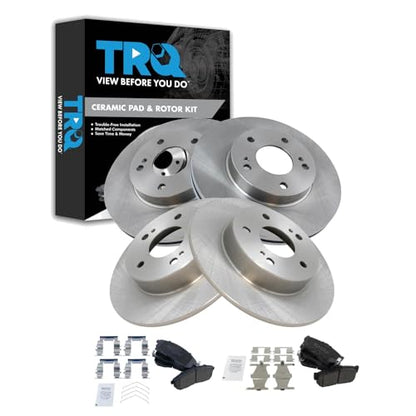 TRQ Front and Rear Brake Pad and Rotor Set Ceramic Vented Solid Rotors - style: BKA11209