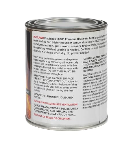 Rutland - 81V Premium 1400 Degree F Hi-Temp Brush-On Paint, 16 fl oz, Black - style: 16 oz Premium Brush-On