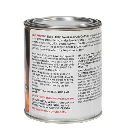Rutland - 81V Premium 1400 Degree F Hi-Temp Brush-On Paint, 16 fl oz, Black - style: 16 oz Premium Brush-On