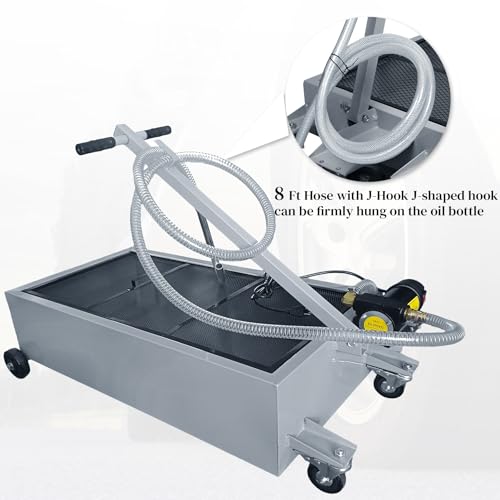 25 Gallon Low-Profile Oil Drain Pan with Electric Pump, Gray - color: Gray, size: 25 Gallon