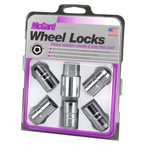 McGard Wheel Lock, Premium, 14 mm x 1.50 Thread, Cone Seat, Closed End, Key Included, Steel, Chrome, Set of 5