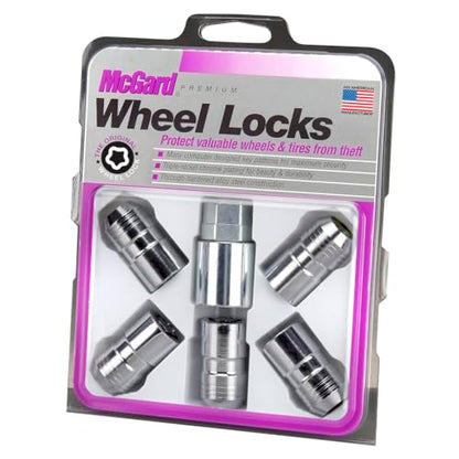 McGard Wheel Lock, Premium, 14 mm x 1.50 Thread, Cone Seat, Closed End, Key Included, Steel, Chrome, Set of 5