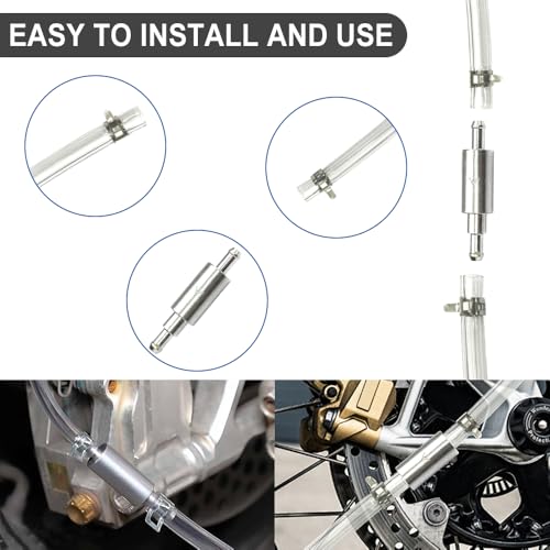 2 PCS Brake Bleeder Hose, One Way Check Valve Tube Bleeding Tool for Motorcycle Clutch, Brake Bleeder Kit Hydraulic System Clutch Brake Exhaust Parts, Motorbike Accessories