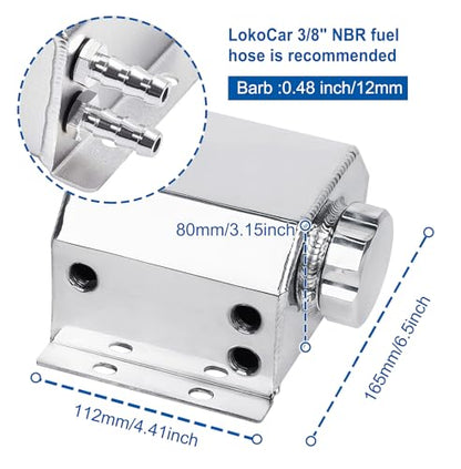 LokoCar Coolant Expansion Reservoir Tank 1L Universal Aluminum Silver - color: Silver, size: 1 Litre