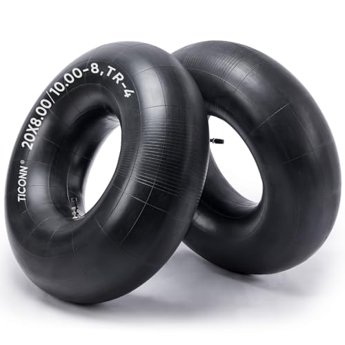 TICONN 20x8.00-8, 20x10.00-8 Inner Tube, 2 Pack Inner Tire Tube for Wheelbarrow Tires, Replacement Tube with TR-4 Straight Valve Stem for Wheelbarrows, Lawn Mowers, Garden Tractor, ATVs, Tractor - size: 20x8.00-8, 20x10.00-8 (TR-4)