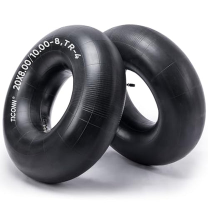 TICONN 20x8.00-8, 20x10.00-8 Inner Tube, 2 Pack Inner Tire Tube for Wheelbarrow Tires, Replacement Tube with TR-4 Straight Valve Stem for Wheelbarrows, Lawn Mowers, Garden Tractor, ATVs, Tractor - size: 20x8.00-8, 20x10.00-8 (TR-4)