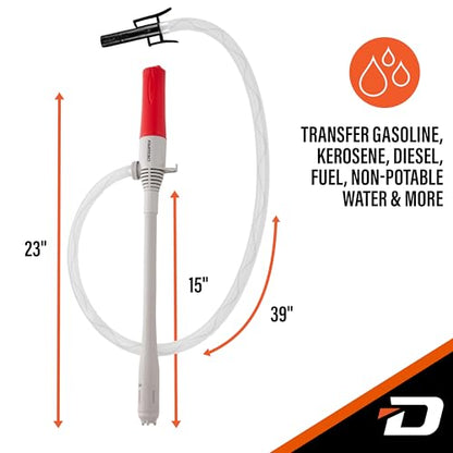 Deway Stick Fuel Pump, Auto-Stop + Beep Alert, 15in, D-Battery, 2.4 GPM - style: Auto-Stop w/ Beep