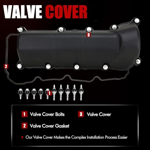 MITZONE Right Passenger Side Valve Cover with Gasket & Bolts Compatible with 2002-2012 Dodge Dakota Durango Nitro RAM 1500 Jeep Liberty Commander Grand Cherokee 3.7L Replace # 53021938AA 53021938AB - color: Right Side
