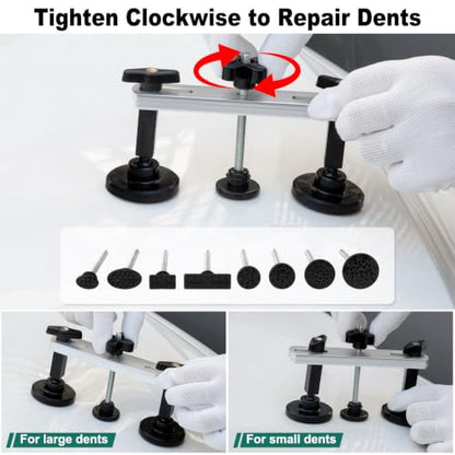 Dent Puller Remover Kit, Professional Car Paintless Dent Removal Kit Tools, 2 in 1 T-Bar,Adjustable Dent Lifter, Bridge Puller Slide Hammer Hail Dent Suction Puller for Auto Body SUV Damage DIY Repair