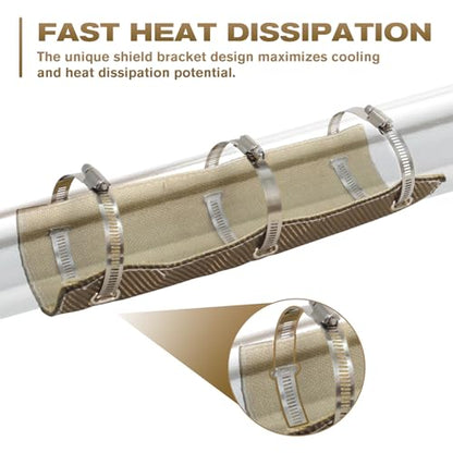 Exhaust Heat Shield with Gloves 6" x 12", Titanium Pipe Shield for Motorcycle, Components, Hoses, Lines, and Electrical Wiring, Two-Layer Exhaust Wrap Pipe Heat Shield Protection up to 1350°F