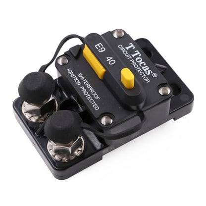 E9 3/8" Studs 40Amp Circuit Breaker w/Manual Reset Waterproof UL - color: 3/8" Studs Mount, size: 40A