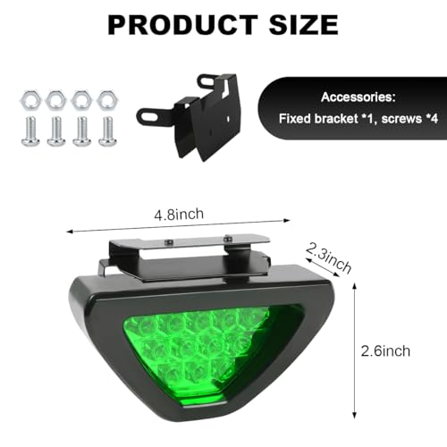 Car F1 Style Brake Light, 12V Super Bright Waterproof Triangle Rear Fog LED Lights Tail Flash Lamp, F1 Style Warning Strobe Third Stop Light for Motorcycle ATV Truck SUV (Green) - color: Green