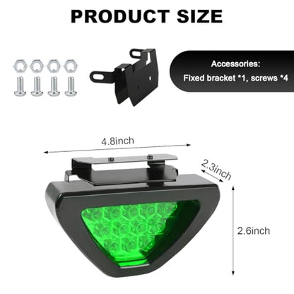 Car F1 Style Brake Light, 12V Super Bright Waterproof Triangle Rear Fog LED Lights Tail Flash Lamp, F1 Style Warning Strobe Third Stop Light for Motorcycle ATV Truck SUV (Green) - color: Green