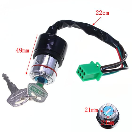 Ignition Key Switch Lock Assembly Fit for 6 Pins 6-Wires ATV Ignition 125