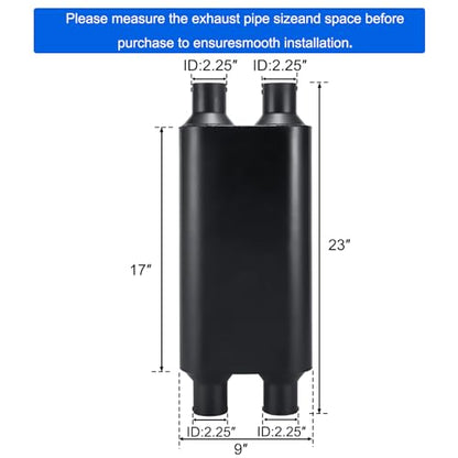 Universal 80Series Mufflers 2.25 Inch Dul Inlet (ID) 2.25 Inch Dul Outlet (ID), 3 Chamber Performance Automotive Muffler Exhaust FH20D20 - color: Black, size: 2.25"