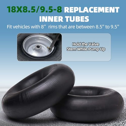 18x8.50/9.50-8 Replacement Inner Tube with TR-13 Valve Stem (2-Pack) - For Golf Cart/Tractor/Lawn Mower and More - size: 18x8.5/9.5-8,TR-13