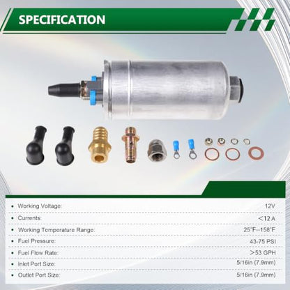 12V 200LPH (53GPH) Inline External High Pressure Electric Fuel Pump