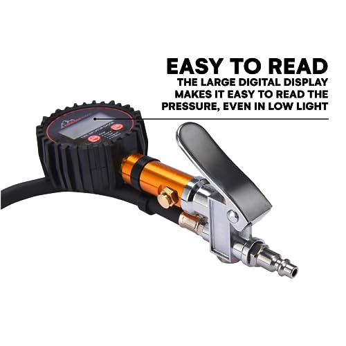 Boulder Tools Tire Pressure Gauge with Inflator - Digital Tire Pressure Gauge, 0-250 PSI Heavy Duty Tire Inflator Gauge with Air Chuck Lock & Bleed Valve, Air Compressor Accessories - style: Tire Pressure Gauge