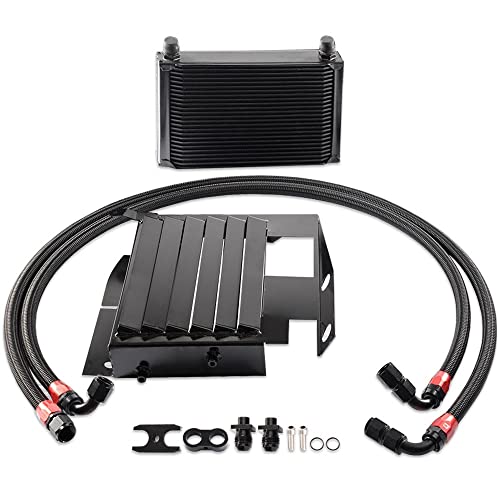 G-PLUS Engine Transmission Oil Cooler Kit Upgrade 25 Row Aluminum Compatible With BMW 3 SERIES 335I E90 E92 N54 Black - color: Black, size: BMW 3 SERIES