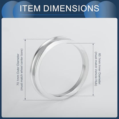 Hub Centric Rings, 60.1mm ID to 70.1mm OD Vehicle Wheel Hubrings Aluminum Alloy, 4 Pcs - size: 60.1mm to 70.1mm