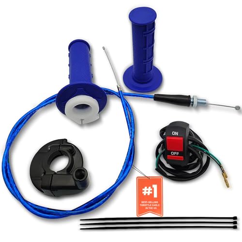 7/8 22mm Twist Throttle Accelerator Handle Grips,Mini Bike Throttle Cable Kit,Throttle Cable Kit for 50cc 90cc 110cc 125cc 140cc 150cc 200cc 250cc 4-Stroke Dirt Bike,mini Bike Pocket Bike - color: Blue