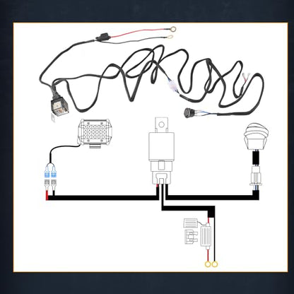 Wiring Harness 1 Lead, NIRIDER 12V 40A Rocker Switch Relay Fuse Nylon Wiring Harness Kit for LED Light Bars Fog Lights Work Lights Driving Lights Offroad LED Pods Wire Kit for Truck UTV ATV Boat - size: 1lead