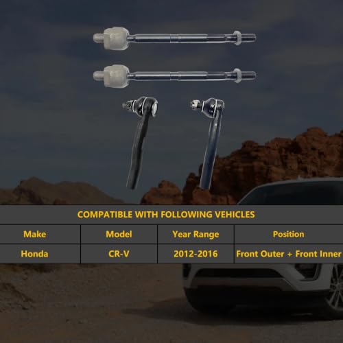 Front Outer Inner Tie Rod End Kit for Honda CR-V 2012-2016 - size: EV800937 ES801156 ES801157