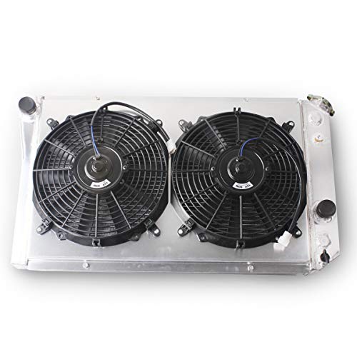 OHOB-COOL 3 Row Full Aluminum Radiator with Fan For 1984-1990 Chevy Corvette 5.7L V8 /1982-2002 S10 Conversion LS - size: 82-02 chevy