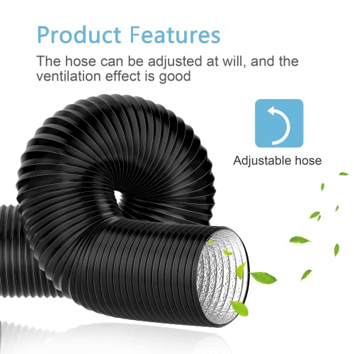 Hon&Guan Dryer Vent Hose, 4'' Flexible Duct 16FT with 2 Duct Clamps, Heavy-Duty Three Layer Protection, Black PVC, for HVAC Ventilation, Duct Fan Systems - size: 4 x 16 FT