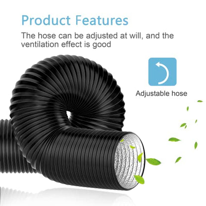 Hon&Guan Dryer Vent Hose, 4'' Flexible Duct 16FT with 2 Duct Clamps, Heavy-Duty Three Layer Protection, Black PVC, for HVAC Ventilation, Duct Fan Systems - size: 4 x 16 FT