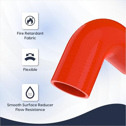 Endure 90 Degree Silicone Elbow Intake Hose 4-Ply, 2.25"(57mm) - Red - color: Red, size: ID - 2.25Inch(57mm)