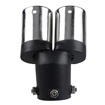 Stainless Steel Curved Type Double Tube Universal Car Vehicle Exhaust Muffler Steel Tail Pipe Fit Pipes Diameter 1.5" to 2.1"