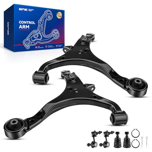 KAX 6pcs Front Lower Control Arms w/Ball Joints for 𝐇𝐨𝐧𝐝𝐚 𝐂𝐑-𝐕 2002-2006, 2 Lower Control Arms, Ball Joints, Sway Bar Links, K640399 K640400 K80223 K90454, High-Strength Steel - size: Honda CR-V 2002-2006